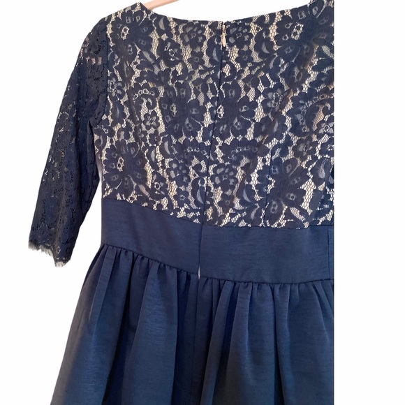 Eliza J Navy Quarter Sleeves Lace Cocktail Dress 2 - Picture 7 of 14
